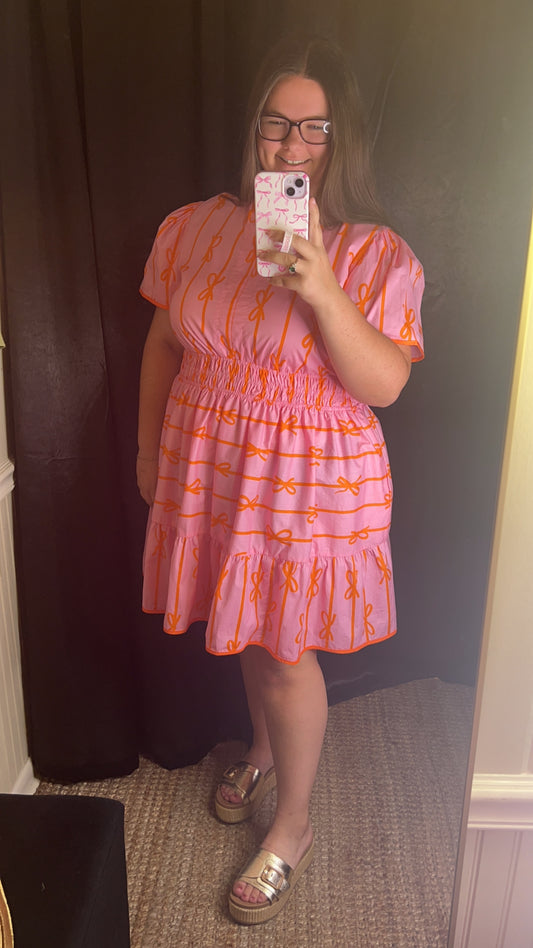 Plus- Pink Bowknot Dress