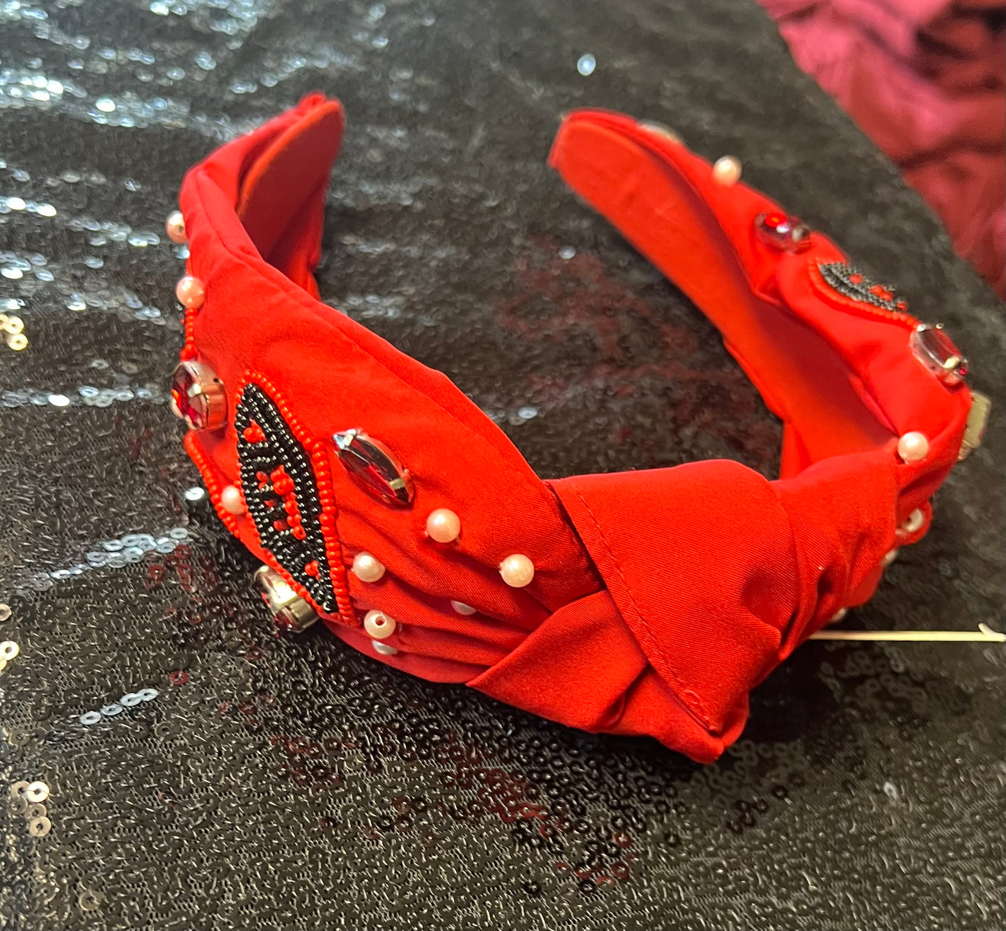 Red/Black Football Headband