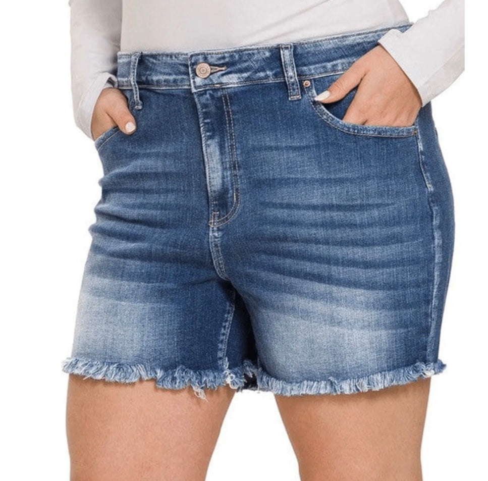 Plus-Zenana Light Denim Shorts