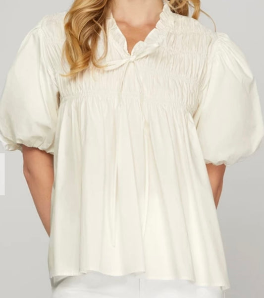 White Flowy Babydoll Top