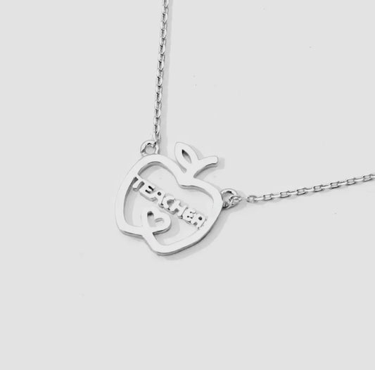 Teacher Apple-Shaped Charm Necklace