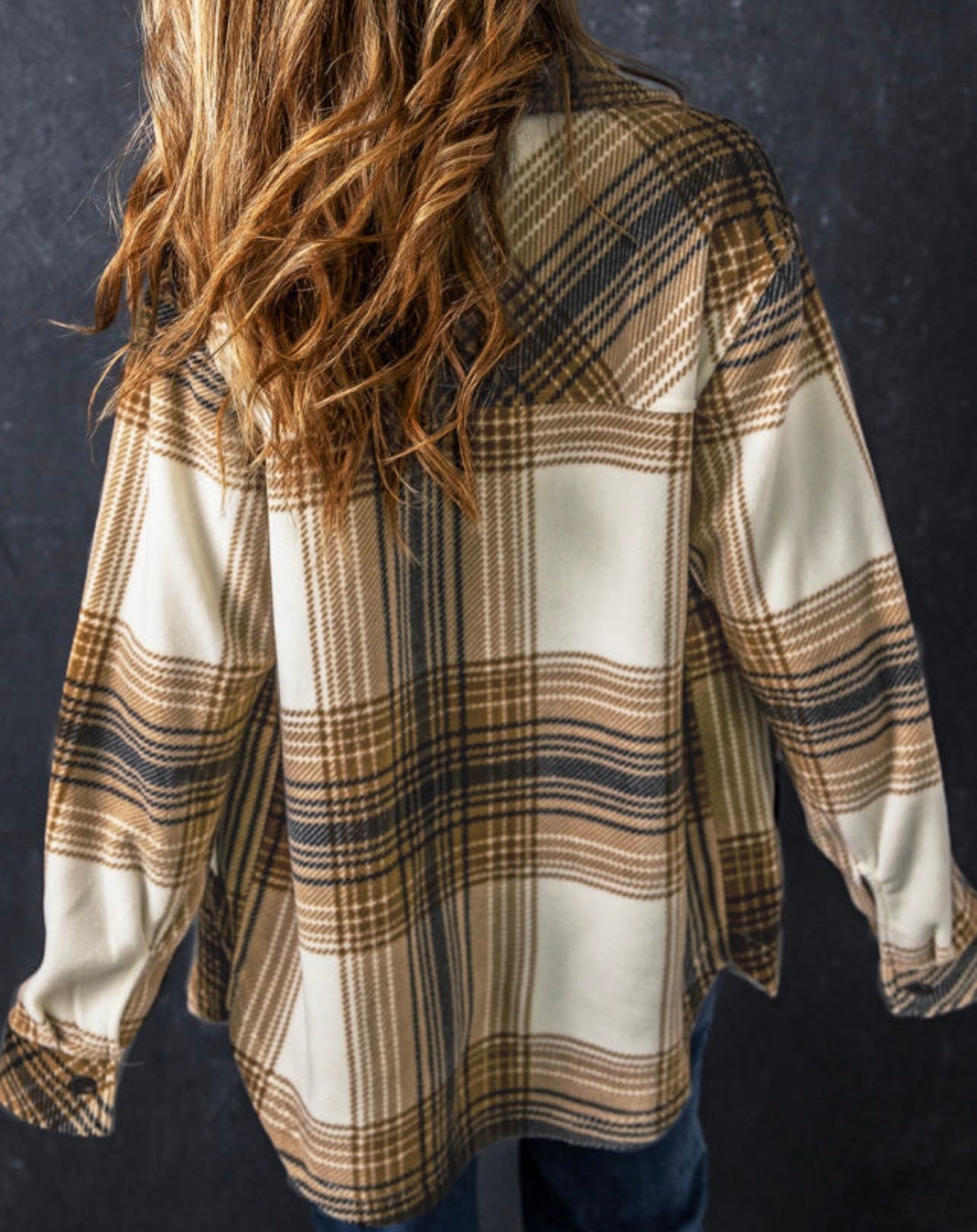 Plaid Print Flap Pocket Button Up Shacket