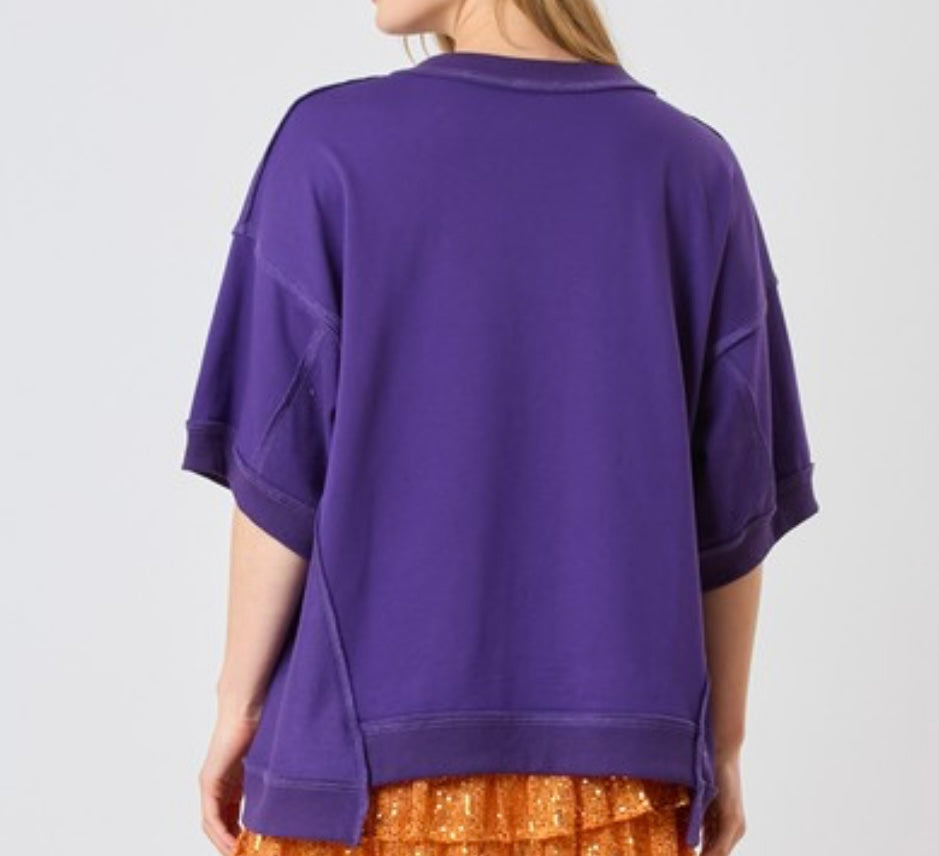 Oversized Tiger Head Sequins Top