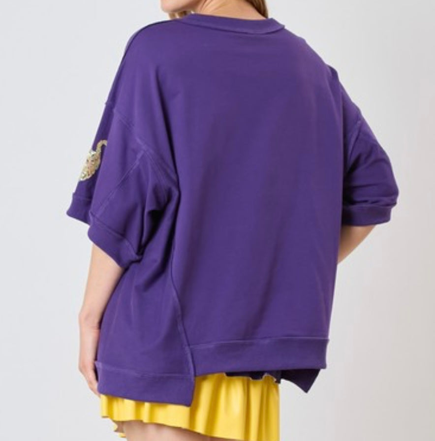 Oversized Sequin Tigers Top
