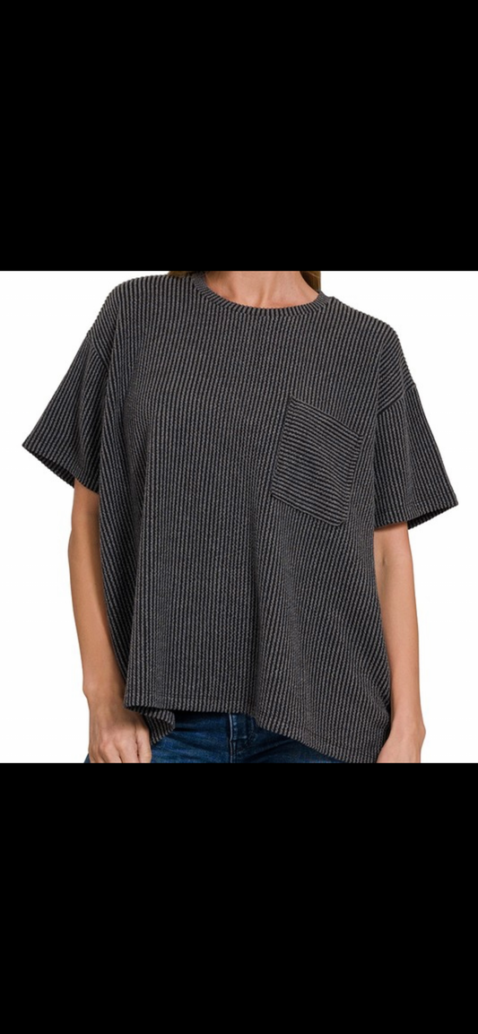 Ribbed Pocket Top