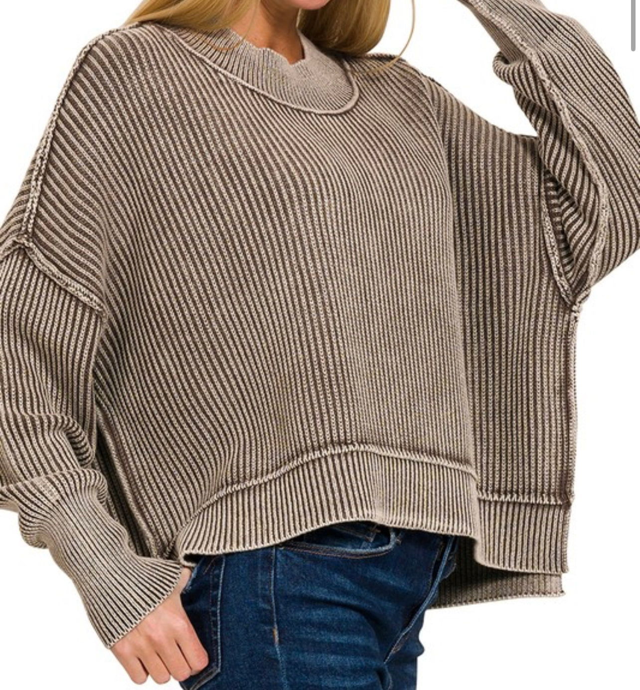 Oversized Side Slit Cropped Sweatshirt