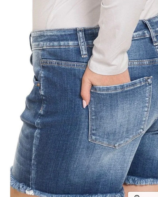 Plus-Zenana Light Denim Shorts