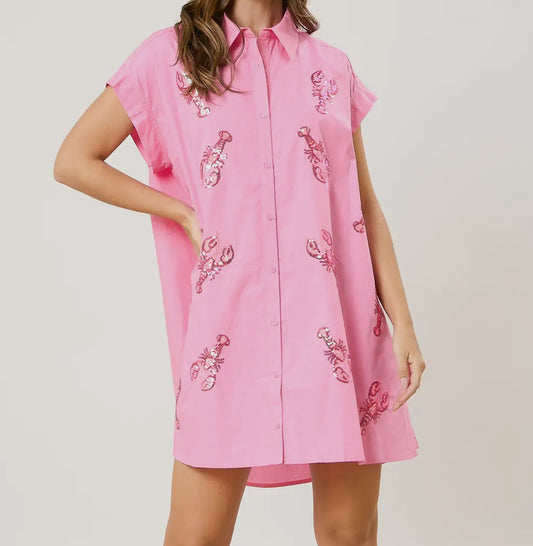 Crawfish Sequin Shirt Dress