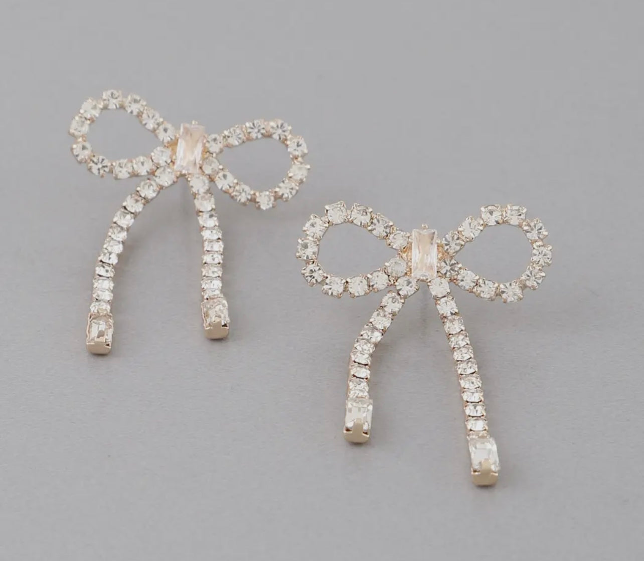 Rhinestone Bow Drop Earrings