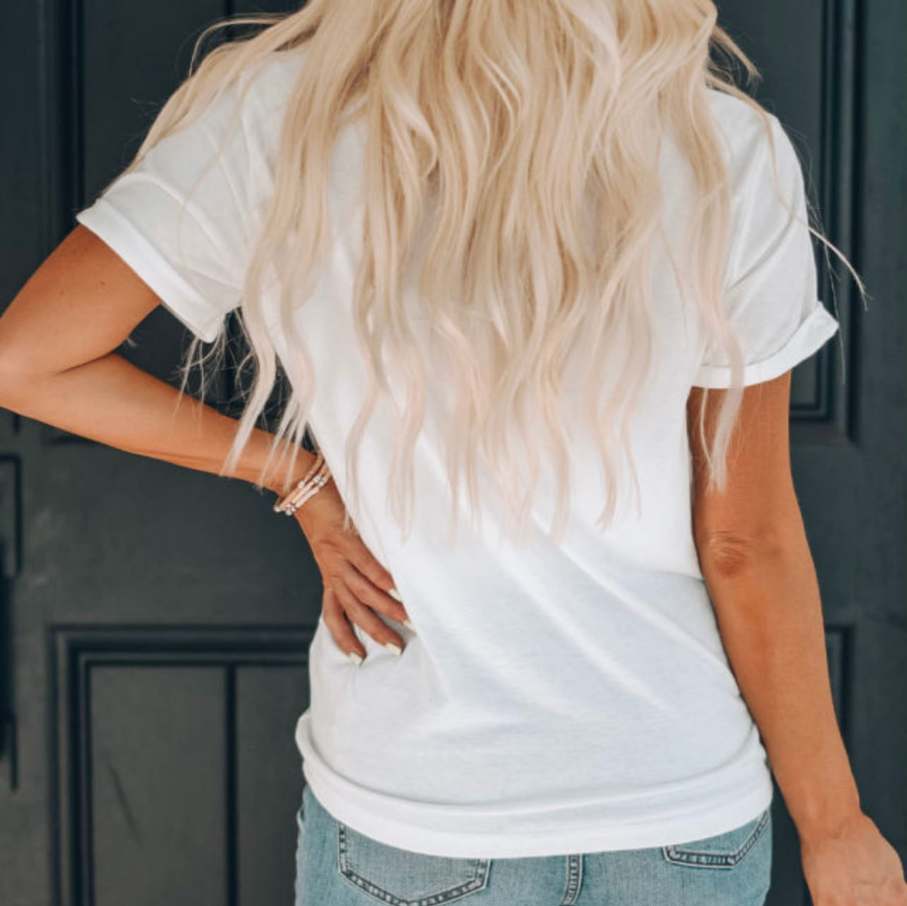 American Flag Sequin Pocket Patched T-Shirt