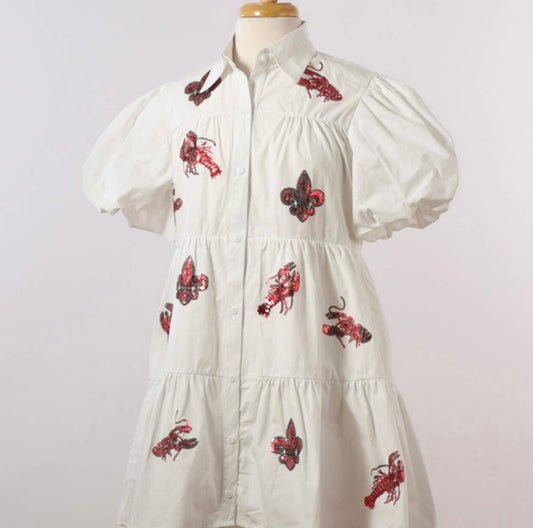 Crawfish Puff Sleeve Dress