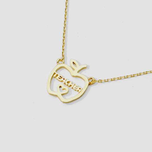 Teacher Apple-Shaped Charm Necklace