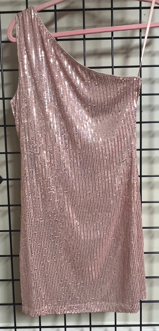 One Shoulder Sequin Mini Dress