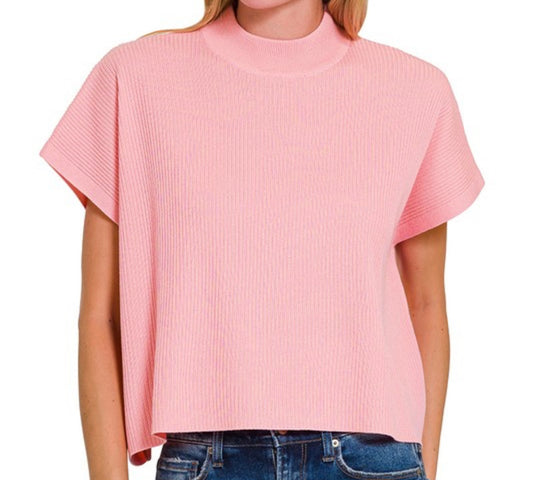Mock Neck Short Sleeve Roxy Sweater