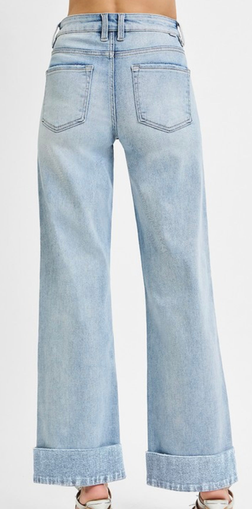 High Rise Ankle Wide Cuffed Jeans (Tummy Control)