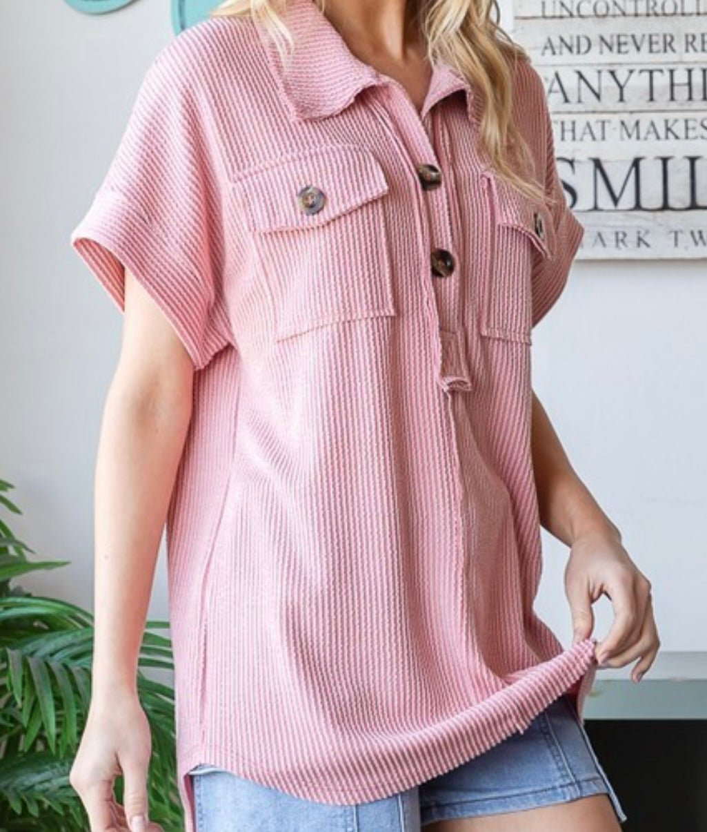 Ribbed Collar Top