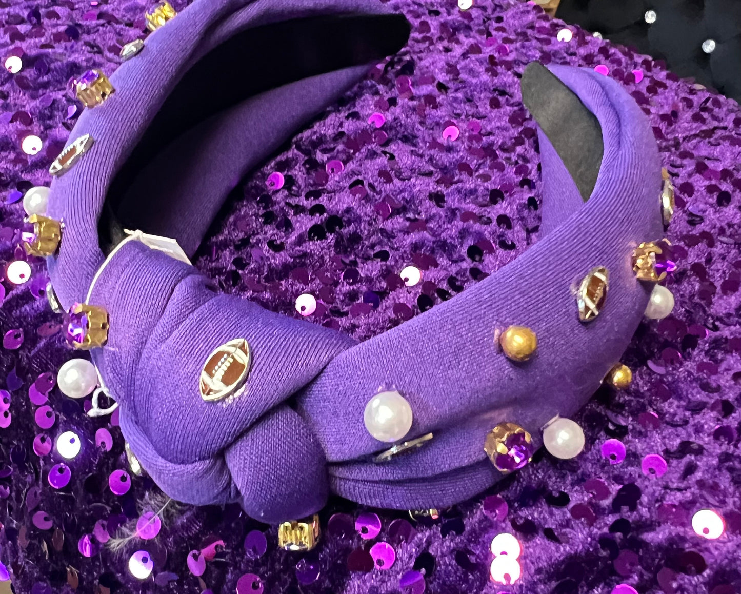 Football, Pearl, and Rhinestone Headband
