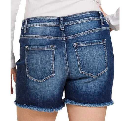 Plus-Zenana Dark Denim Shorts