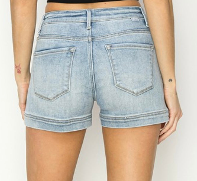 Plus-High Rise Patch Pocket Shorts