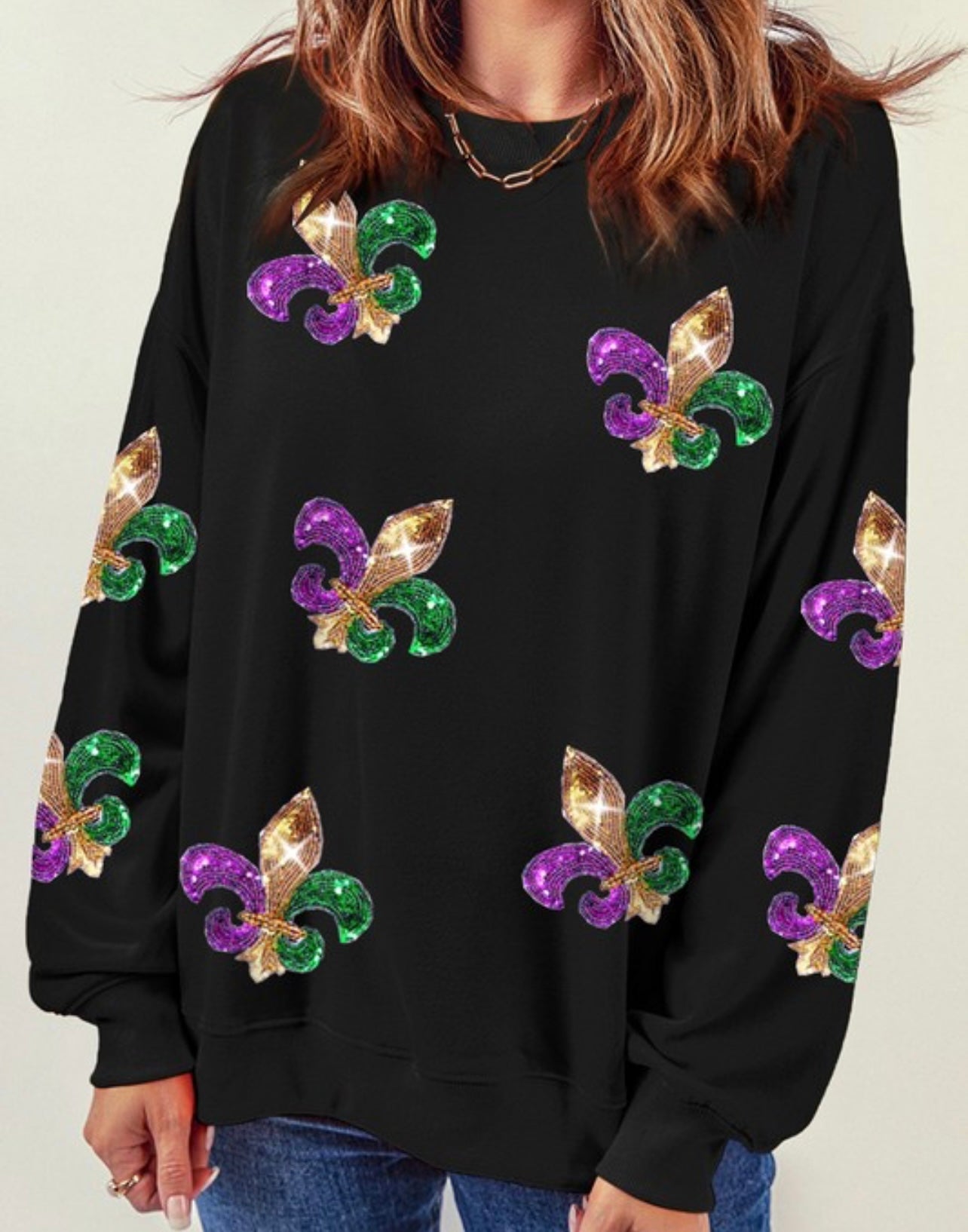 Sequin Mardi Gras Sweatshirt