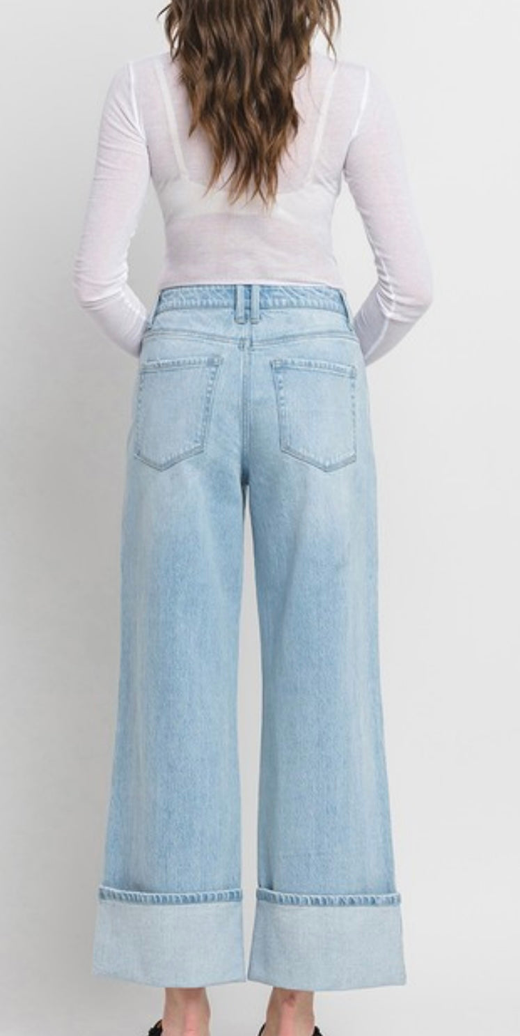 Super High Rise Cuffed Wide Jeans