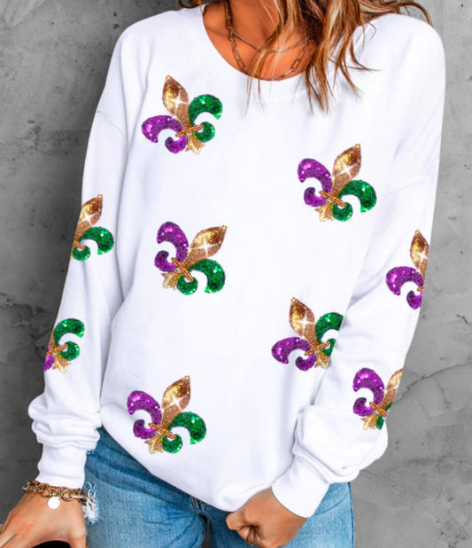 Sequin Mardi Gras Sweatshirt