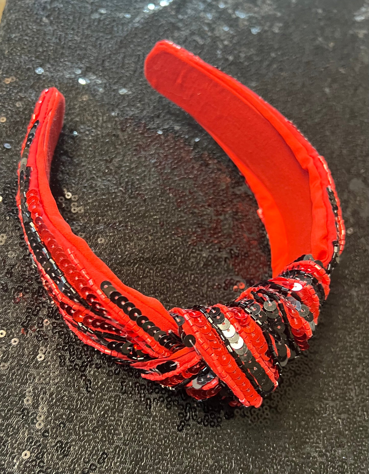 Sequin Black/Red Headband