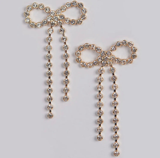 Rhinestone Bow Earrings