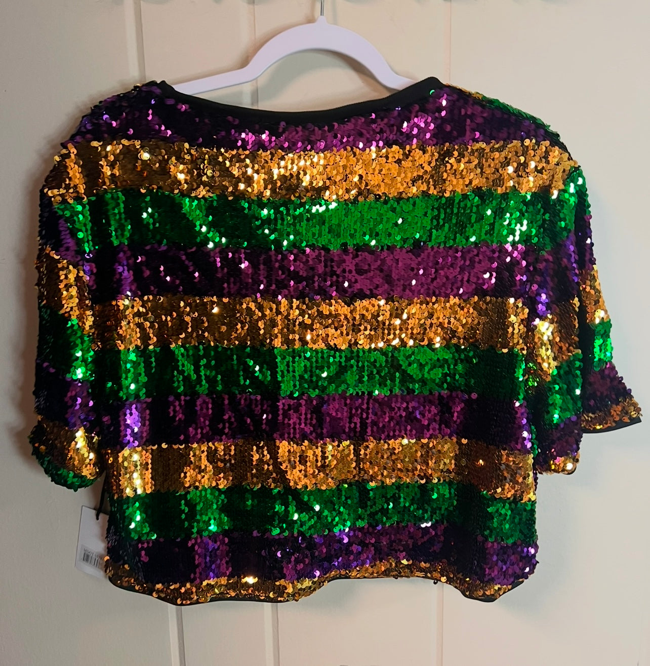 Sequin Cropped Mardi Gras Top