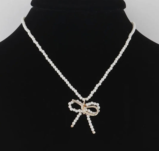 Pearl Ribbon Wrap Necklace