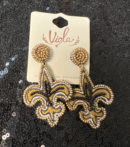 Saints Black/Gold Earrings