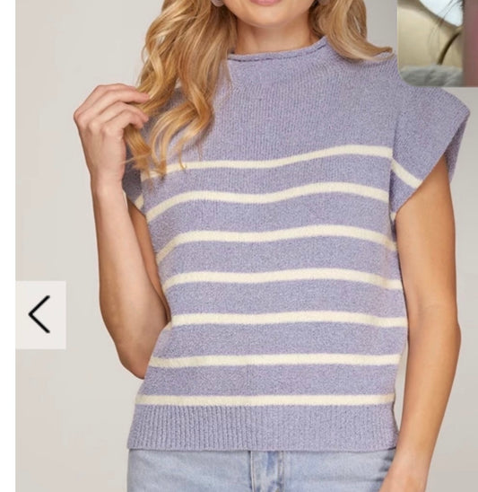 Purple/White Stripe Sweater