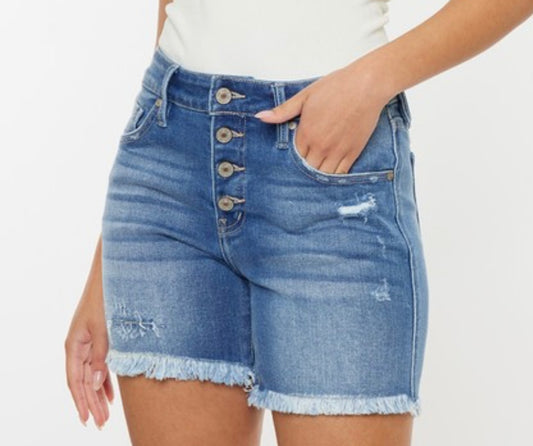 KanCan Mid Rise Button Up Shorts