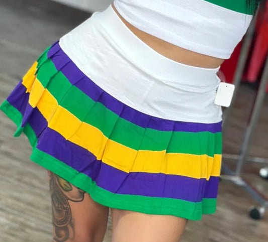 Pleated Mardi Gras Skort