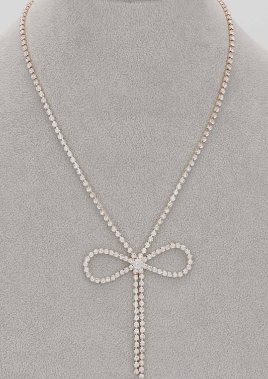 Rhinestone Bow Necklace