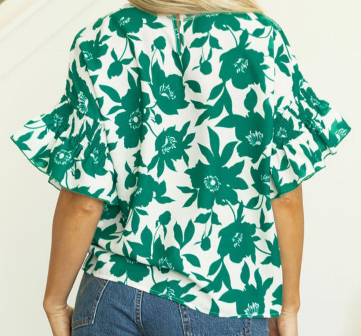 Floral Printed Ruffled Short Sleeve Top