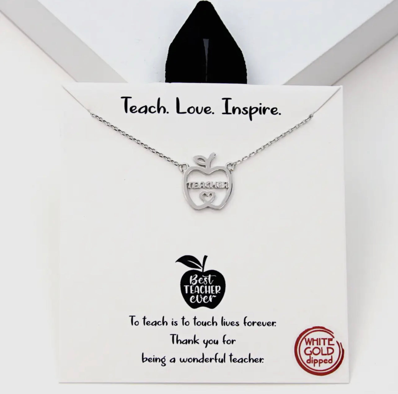 Teacher Apple-Shaped Charm Necklace