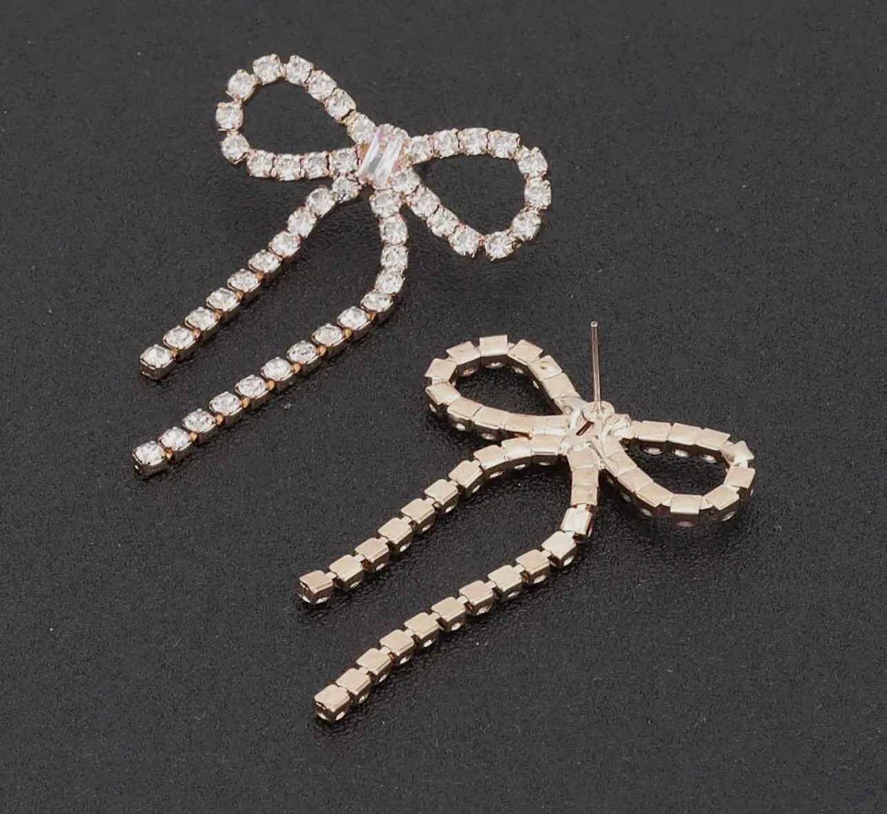 Rhinestone Bow Earrings