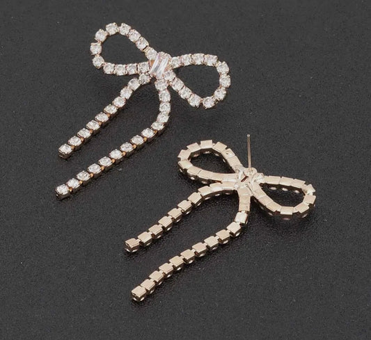 Rhinestone Bow Earrings