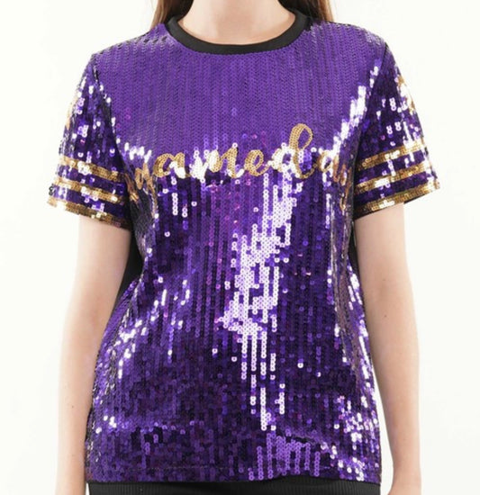 Plus-GameDay Sequin Top