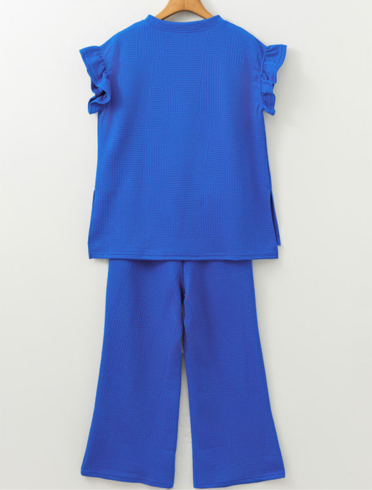 Ruffled Sleeve Top Cropped Pants Set
