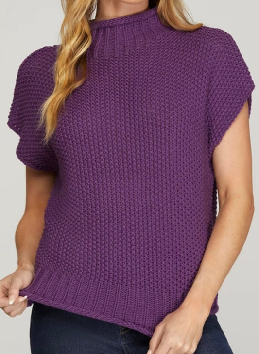 Drop Shoulder Mock Neck Sweater
