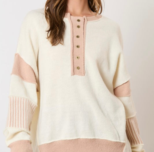 Oversized Half Button Sweater