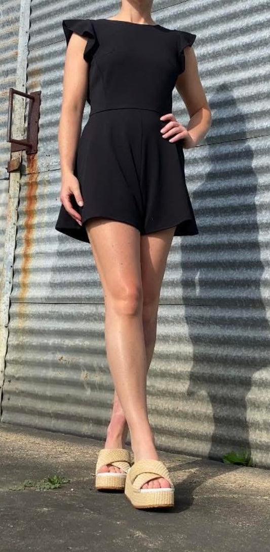 Black Bow Fitted Romper