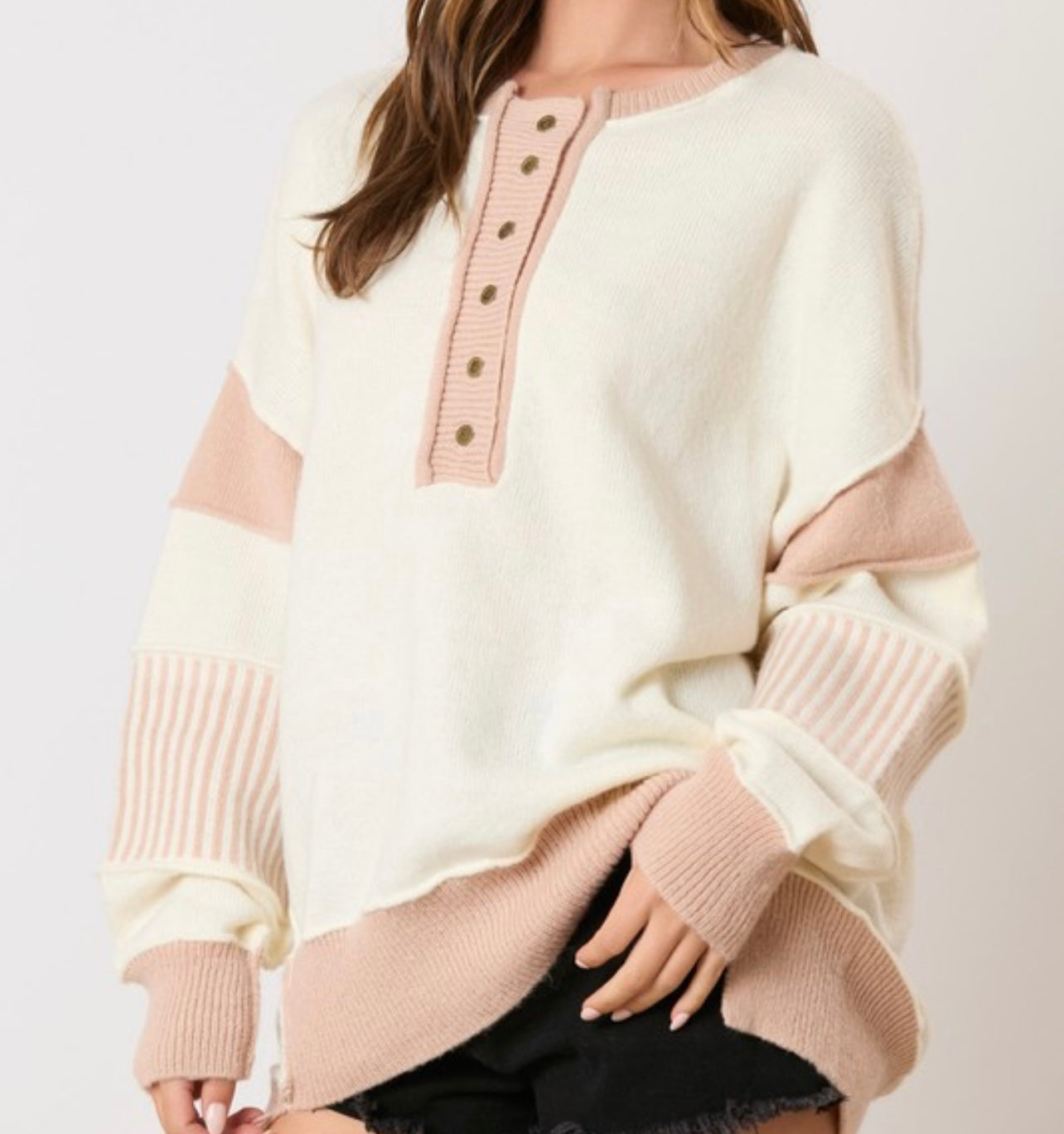 Oversized Half Button Sweater