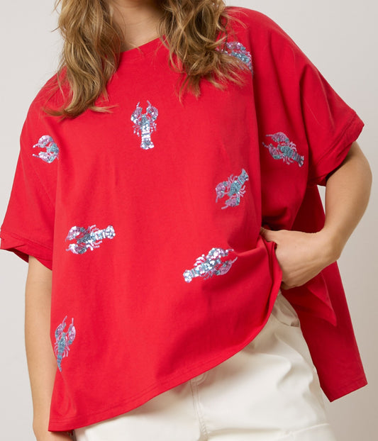 Crawfish Sequin Patch Tee