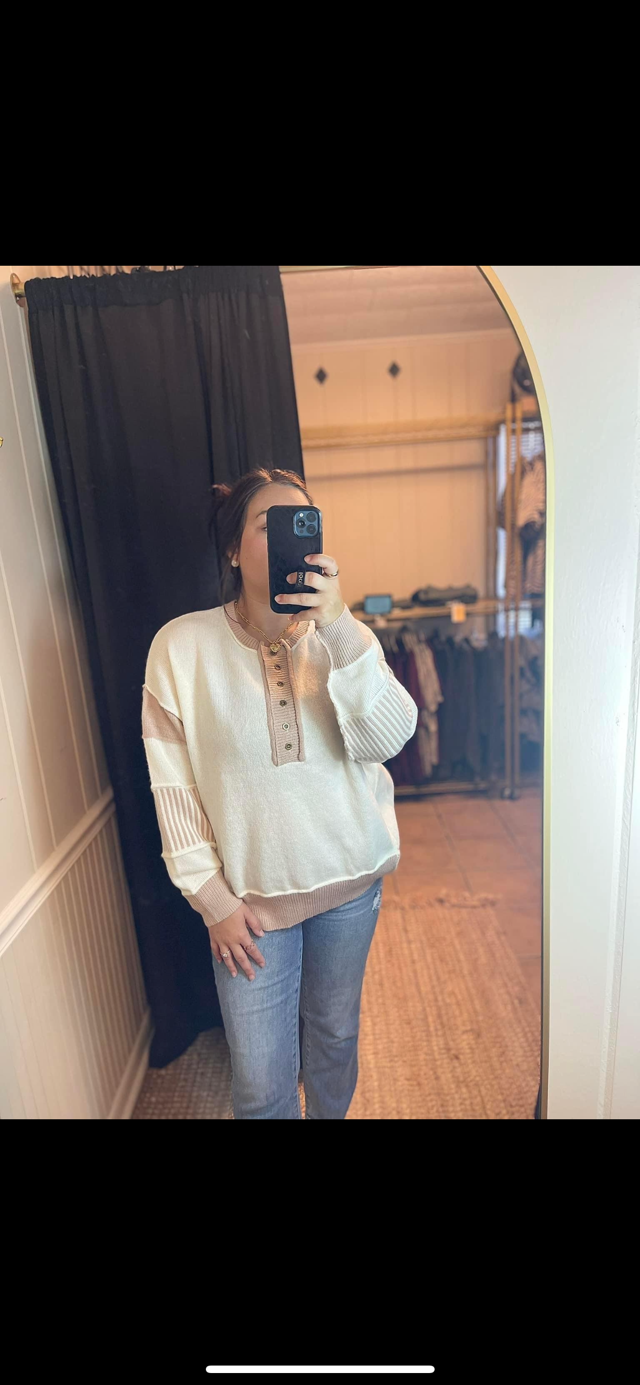 Oversized Half Button Sweater