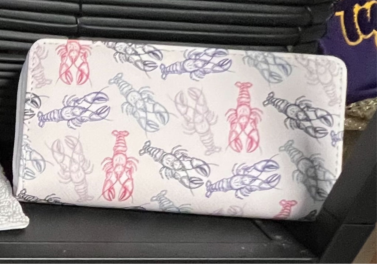 Red and Blue Crawfish Zipper Wallet