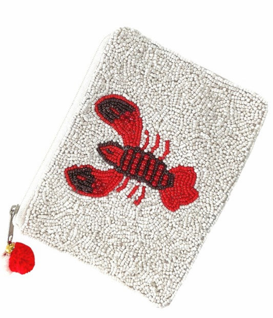 Crawfish Beaded Zip Bag