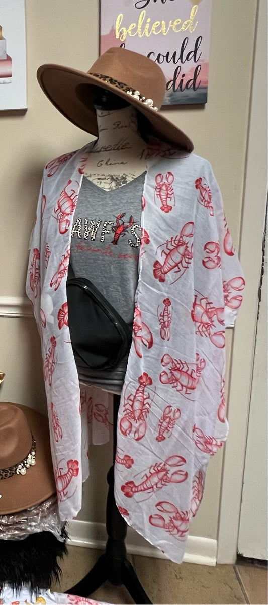 Crawfish Red and White Kimono